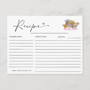 SHE'S FRESH OFF THE MARKET FLORAL RECIPE ENCLOSURE CARD