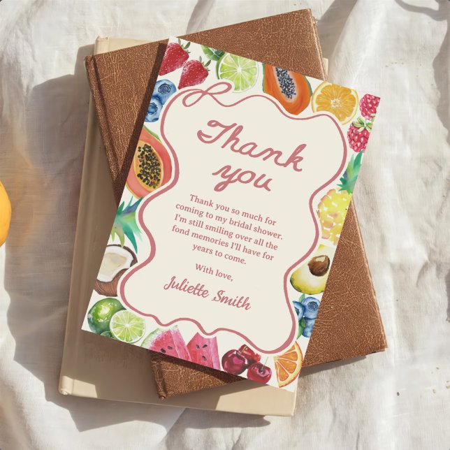 She's Fresh Off The Market Fruits Bridal Shower Thank You Card (Creator Uploaded)