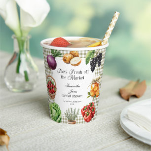She's Fresh Off The Market Gingham Bridal Shower Paper Cups