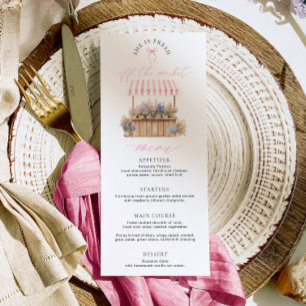 She's Fresh Off The Market Pink Bridal Shower Menu Invitation