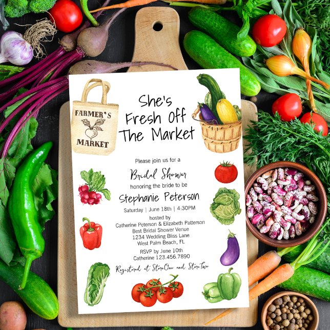 She's Fresh Off the Market Tote Bag Bridal Shower Invitation (Creator Uploaded)