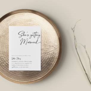 She's Getting Married Minimalist Bridal Shower Invitation