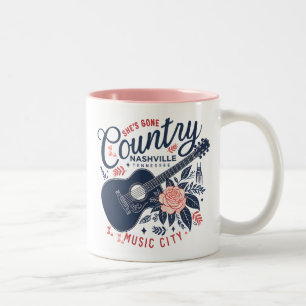 She's Gone Country Nashville Tennessee Two-Tone Coffee Mug
