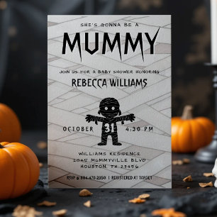 She's Gonna Be a Mummy Halloween Baby Shower Invitation