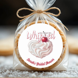 She's Got Him Whipped Cream Cherry Bridal Shower Classic Round Sticker