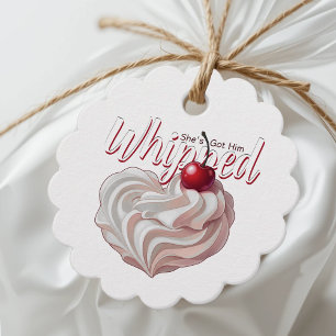 She's Got Him Whipped Cream Cherry Bridal Shower Favour Tags