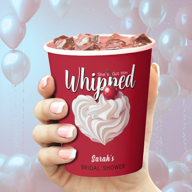 She's Got Him Whipped Cream Cherry Bridal Shower Paper Cups (She's Got Him Whipped Cream Cherry Red Bridal Shower Paper Cups
)