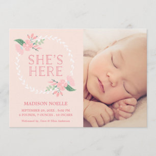 She's Here Birth Announcement