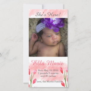She's here spring flowers birth announcement