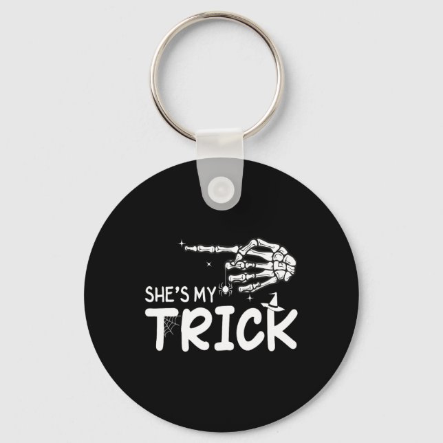 She's Is My Trick Couples Skeleton Hand Halloween  Key Ring (Front)