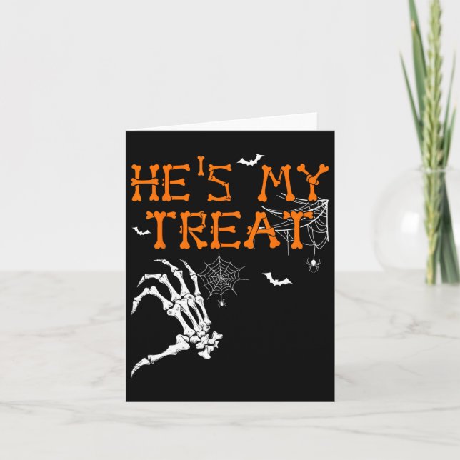 She's Is My Trick He's Is My Treat Halloween Coupl Card (Front)