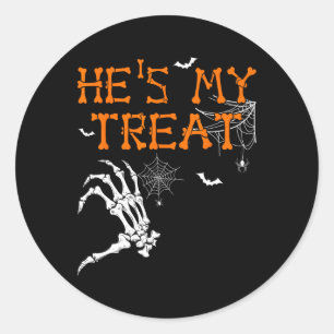 She's Is My Trick Hes Is My Treat Halloween Couple Classic Round Sticker