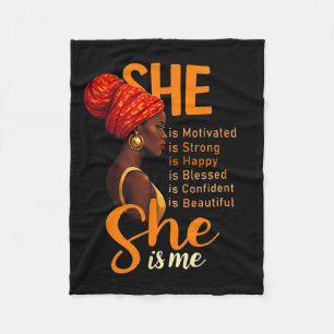 She's Me Strong Educated Black History Month Women Fleece Blanket