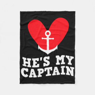 She's My Anchor He's My Captain Matching Couples V Fleece Blanket