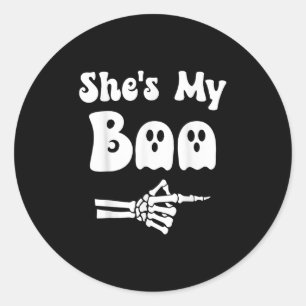 Shes My Boo Matching Halloween Pajama Couples Shes Classic Round Sticker