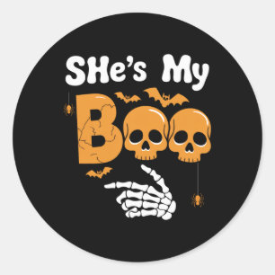She's My Boo Skeleton Couples Matching Couple Hall Classic Round Sticker