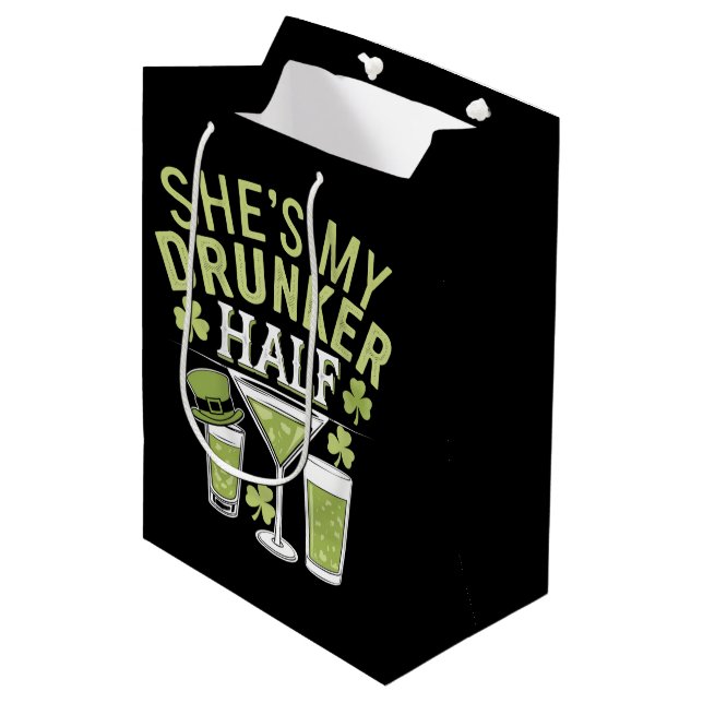 Shes My Drunker Half St Patricks Matching Couple Medium Gift Bag (Front Angled)