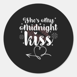 Shes My Midnight Kiss Happy New Year Matching Coup Classic Round Sticker