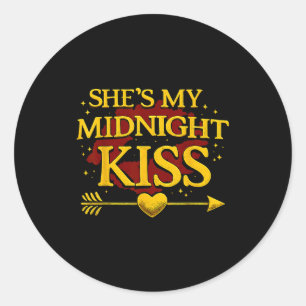 She's My Midnight Kiss Matching Couples Valentine’ Classic Round Sticker