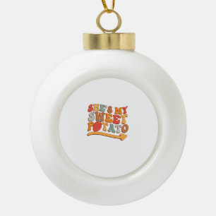 She's My Sweet Potato I YAM Thanksgiving Couple's Ceramic Ball Christmas Ornament