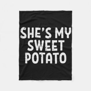 Shes My Sweet Potato Matching Couples Thanksgiving Fleece Blanket
