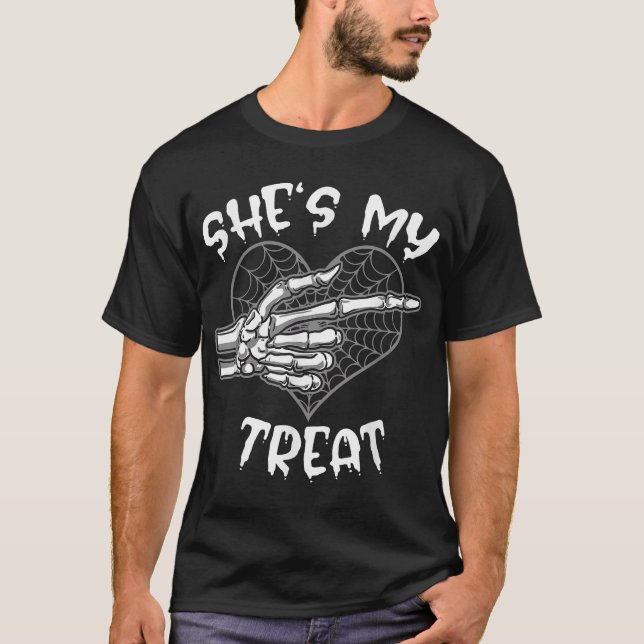 She'S My Treat Halloween Matching Couple Boyfriend T-Shirt (Front)