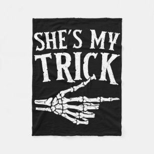 She's My Trick Halloween Costume Matching Couple B Fleece Blanket