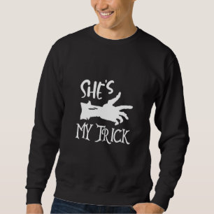 She's My Trick He's My Treat Couples Skeleton Hand Sweatshirt