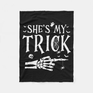 She's My Trick Skeleton Hand Halloween Costume Cou Fleece Blanket