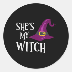 Shes My Witch Funny Halloween Costume Classic Round Sticker