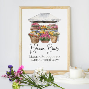 She's Off Market Floral Elegant Script Bloom Bar Poster