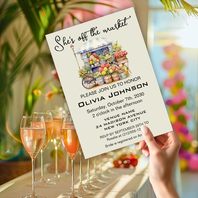 She's off the Market Beige Floral Bridal Shower Invitation (She's off the Market Beige Floral Bridal Shower Invitation)