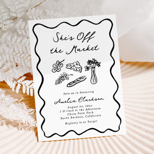 She's Off the Market Bold & Whimsical Hand Drawn Invitation