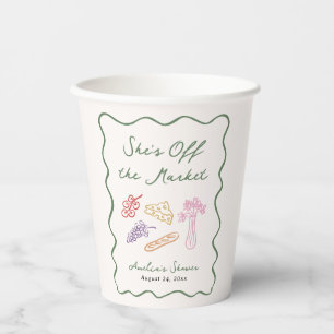 She's Off the Market Bold & Whimsical Hand Drawn Paper Cups