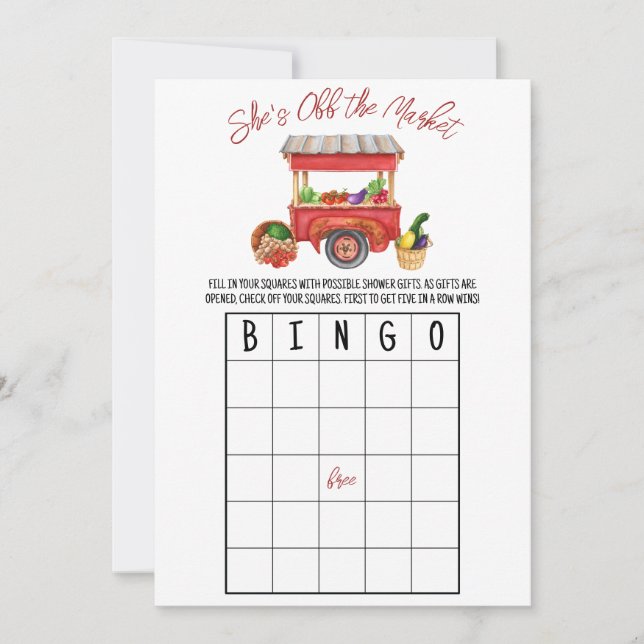 She's Off the Market Bridal Shower BINGO Game Invi Invitation (Front)