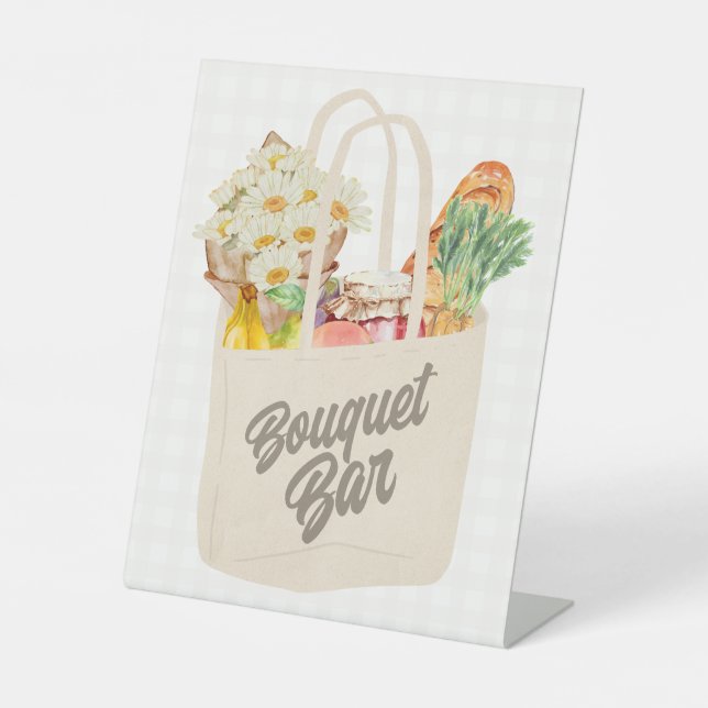 She's Off the Market Bridal Shower Bouquet Bar Pedestal Sign (Front)