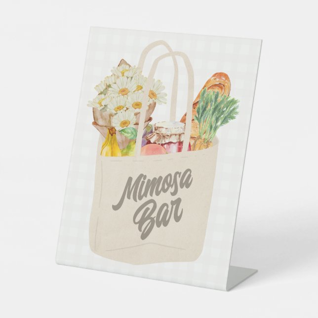 She's Off the Market Bridal Shower Mimosa Bar Pedestal Sign (Front)