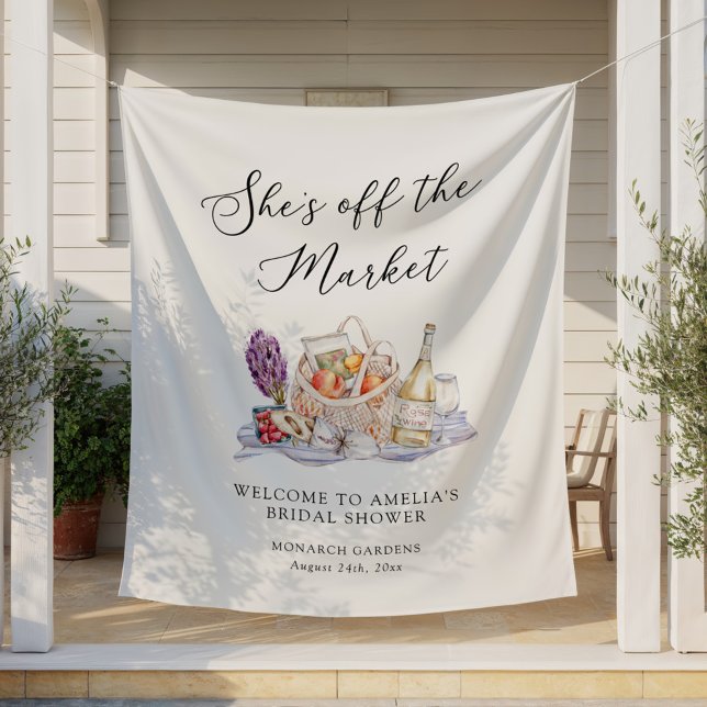 She's Off the Market Bridal Shower Welcome Tapestry (Creator Uploaded)