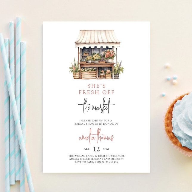 She's Off the Market Farmers Market Bridal Shower Invitation (Creator Uploaded)