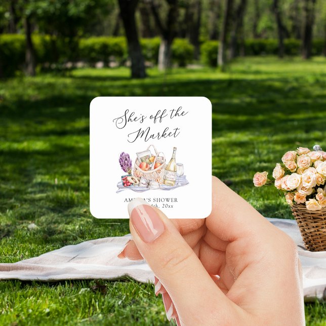 She's Off the Market Farmer's Market Bridal Shower Square Sticker (Creator Uploaded)