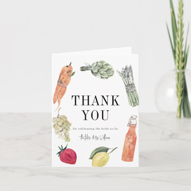 She's Off the Market Farmers' Market Bridal Shower Thank You Card (Front)