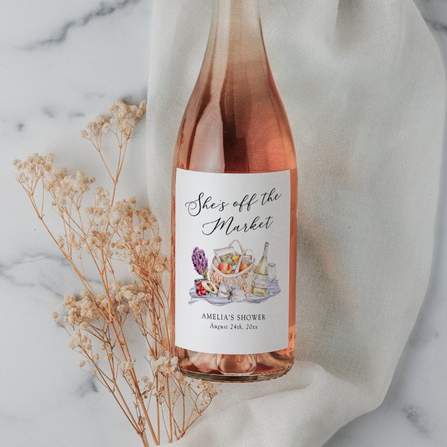 She's Off the Market Farmer's Market Bridal Shower Wine Label (Creator Uploaded)