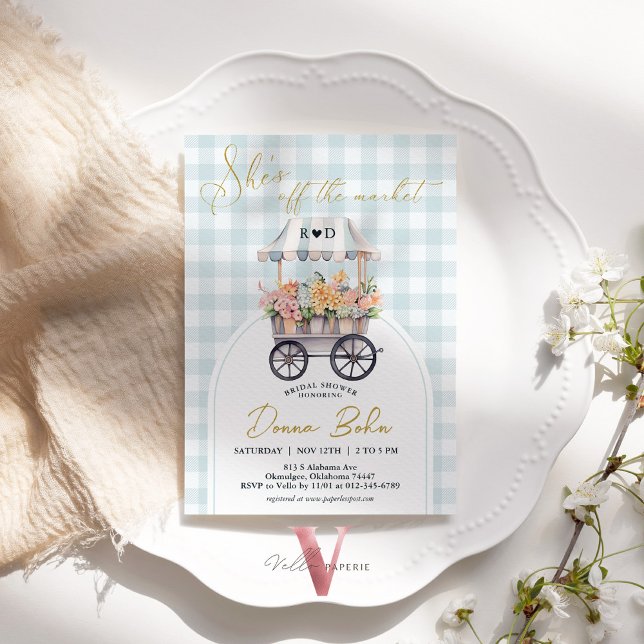 She's Off the Market Gingham Bridal Shower Invite (Creator Uploaded)