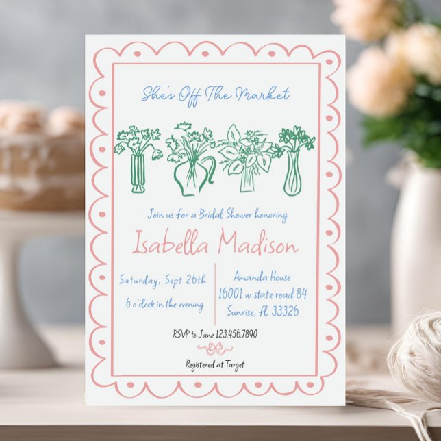 "She's off the Market" Hand Drawn Bridal Shower  Invitation (Creator Uploaded)