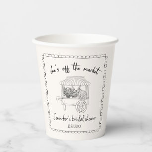 "She's off the Market" Hand Drawn Bridal Shower Paper Cups