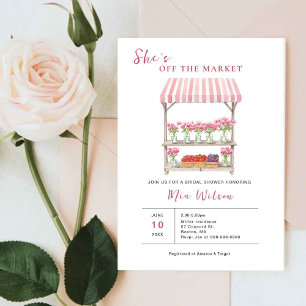 She's off the Market pink floral Bridal shower  Invitation