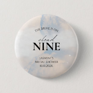 She's On cloud 9 Bridal Shower Dreamy Pastel Sky 6 Cm Round Badge