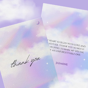 She's on cloud 9 Bridal Shower Dreamy Sky Pastel Thank You Card