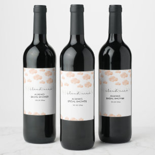She's On cloud 9 Bridal Shower Minimal Pastel Wine Label