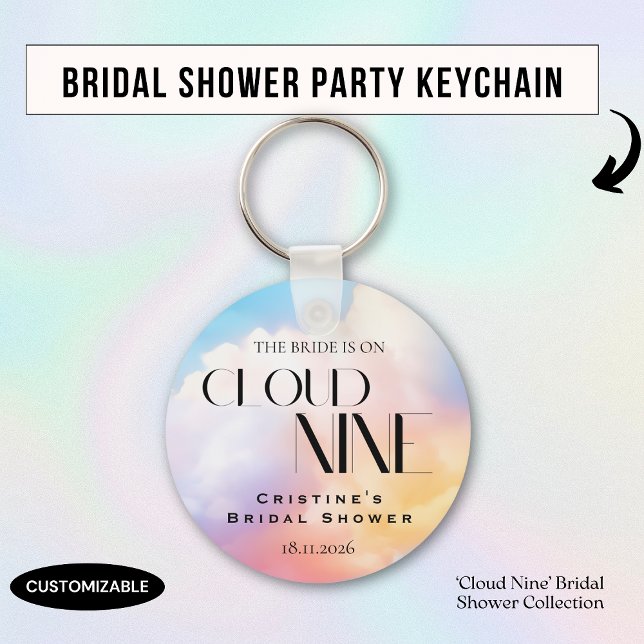 She's on cloud 9 Colourful Pastel Bridal Shower  Key Ring (Creator Uploaded)